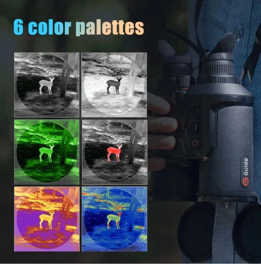 Guide Hunting Thermal Imager, Binocular Night Vision Camera, 2000m Detection Range, Support App, Caza Accessories, 18650 Battery