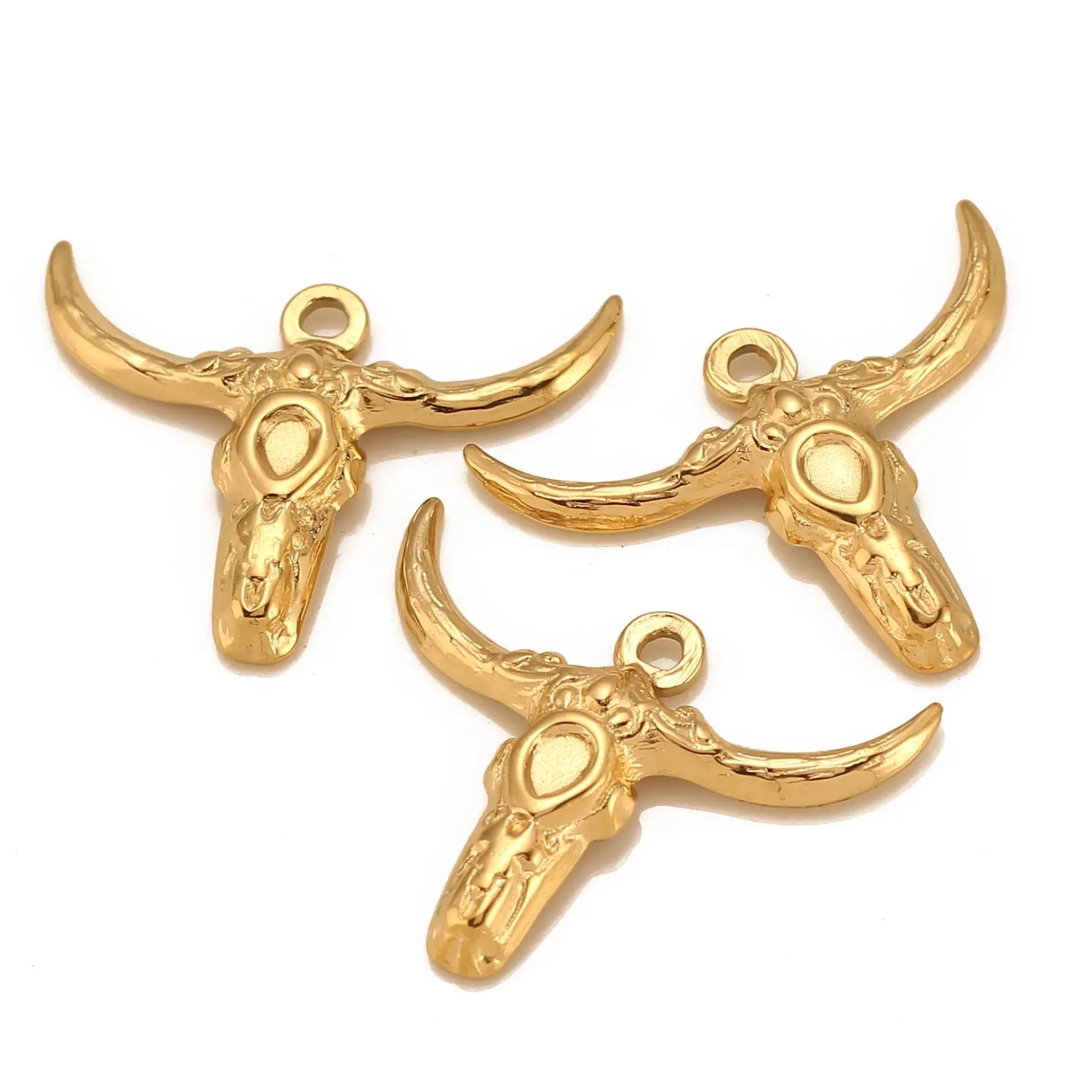 3 Stück Bull Head Charms Persönlichkeit Tier Edelstahl Anhänger DIY Halskette Armband Schmuck Zeug Erkenntnisse Zubehör