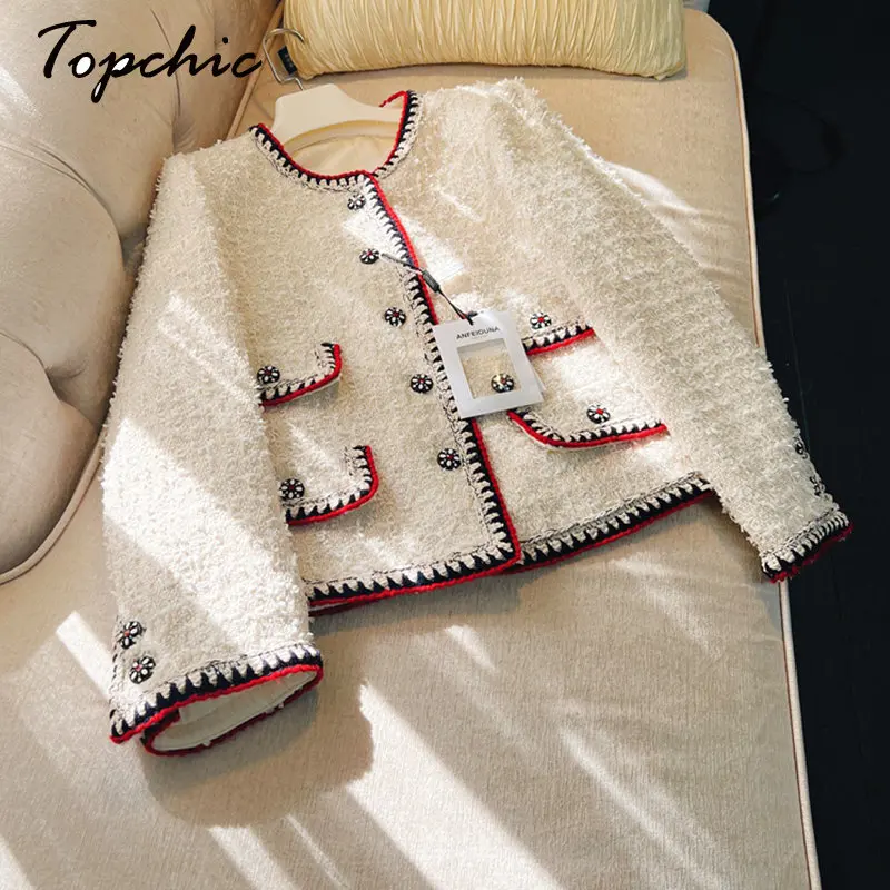 

Autumn Winter Wool Coat Women Luxury High Quality Elegant Vintage Patchwork O-neck Tweed Jacket Abrigos De Mujer Invierno 2023