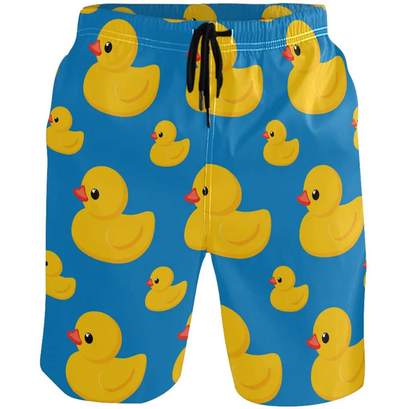 

Cartoon 3d Printed Animal Beach Shorts Colorful Ducks Dinosaur Pattern Swim Trunks Men Kids Short Pants Quick Dry Board Shorts