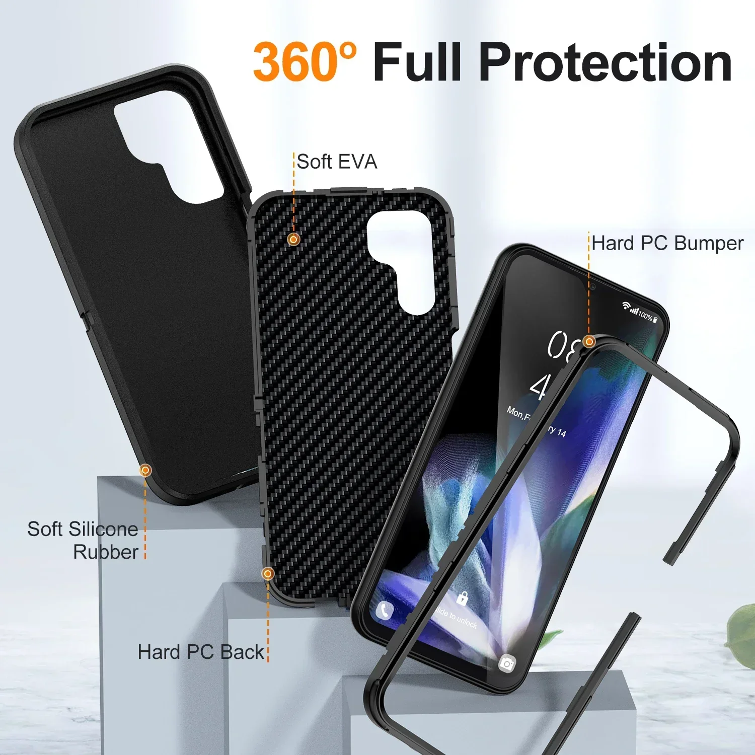 Luxury 3-in-1 Armor Bumper Hard Protective Phone Case