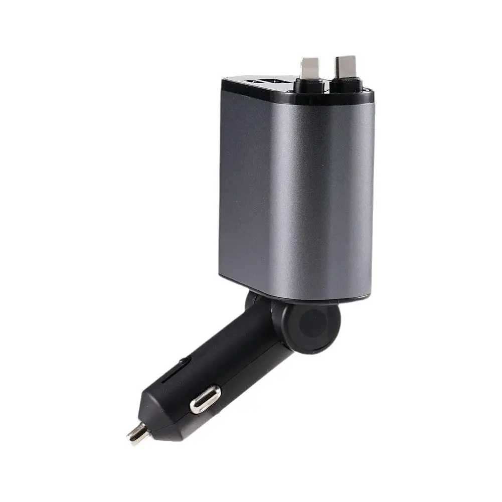 4 IN 1 Retractable Car Charger Cable Dual Port USB-C PD Fast Charging  Adapter