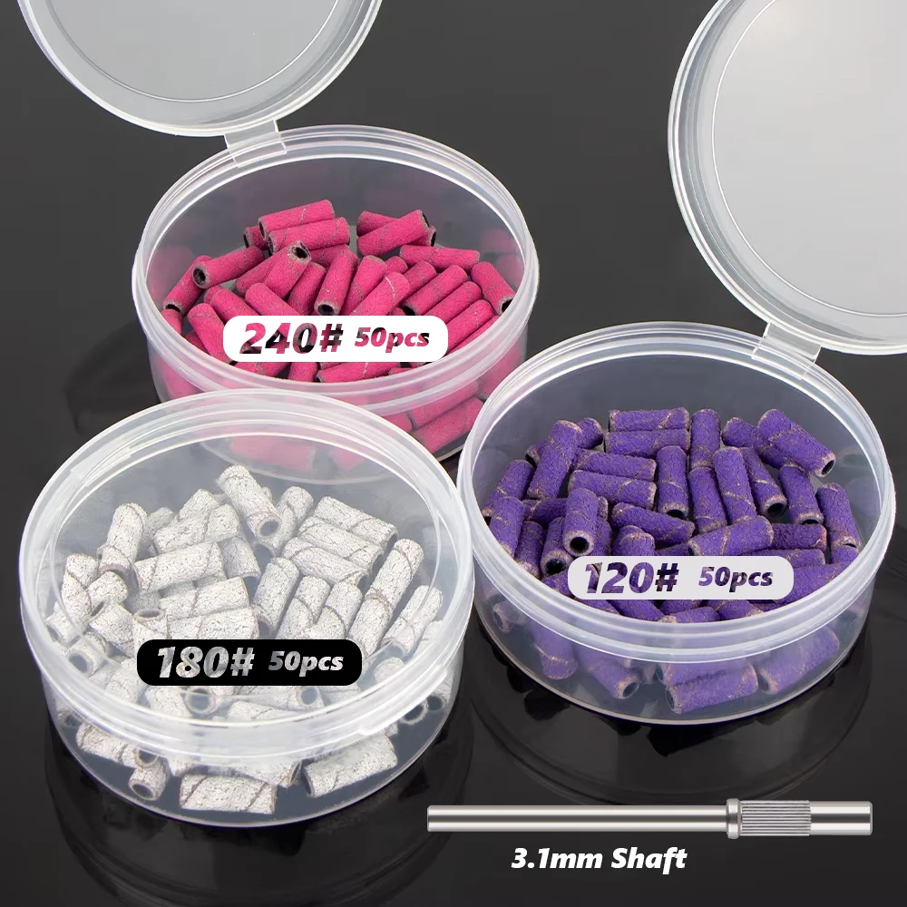 Small Nail Sanding Bands 50pcs for Nail Drill 120 Grit 180 Grit 240 Medium File Bits for Acrylic Nails Gel Manicure