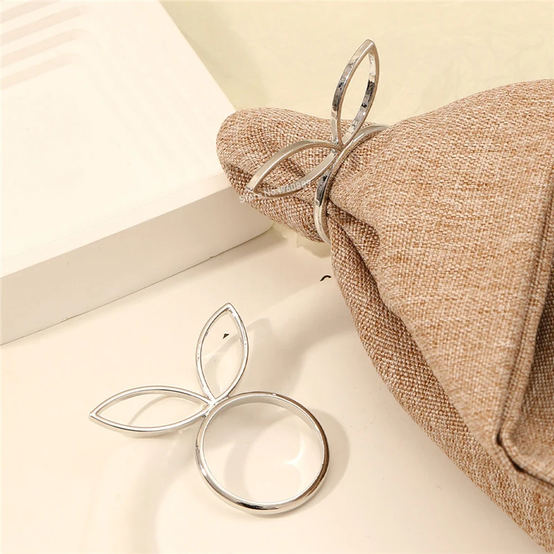 1/6Pcs rabbit ears napkin rings bunny head napkin holder rings buckles for Easter holiday wedding party dinning table decoration