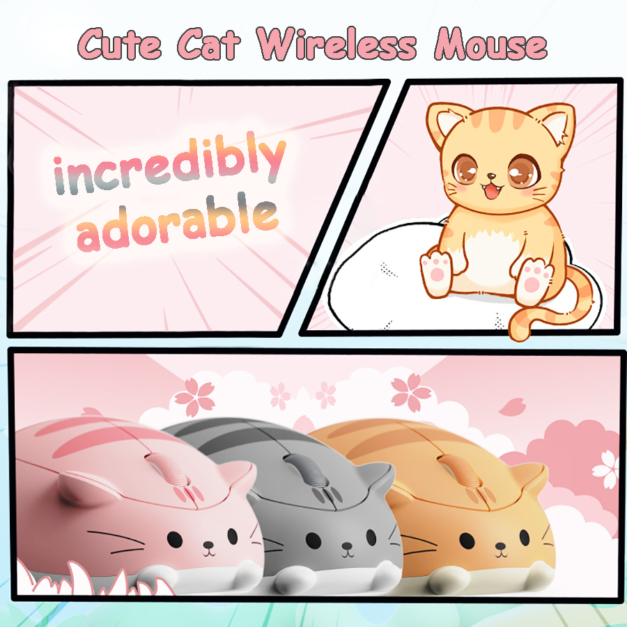 Cute Cat 2.4G Wireless Mouse Creative kitten Designed Mause Ergonomic USB Optical 1200 DPI Mini Mice For PC Laptop Kid Gifts