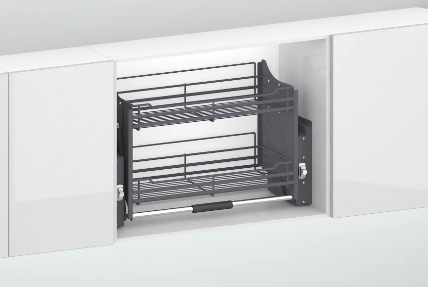 WELLMAX Kitchen Cabinet Storage Pull Down Elevator Basket Cabinet Accessory Afterburner Dry Rack Lift Shelf Kitchen Organizer