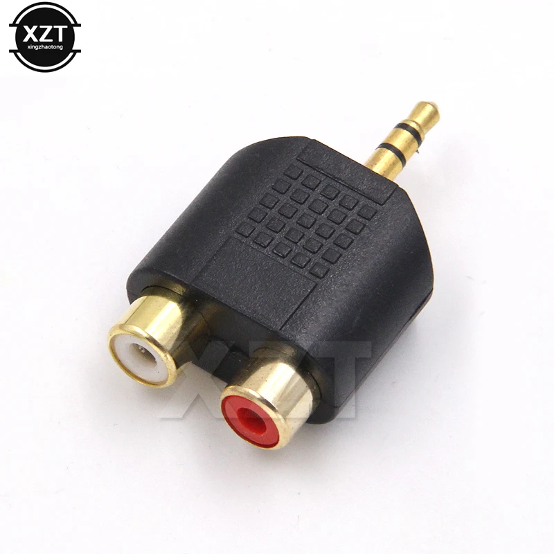 3.5mm Stereo Male To 2 RCA Female Adapter Gold Plated Male Jack To 2 RCA Female Splitter Connector For Computer Speaker Earphone