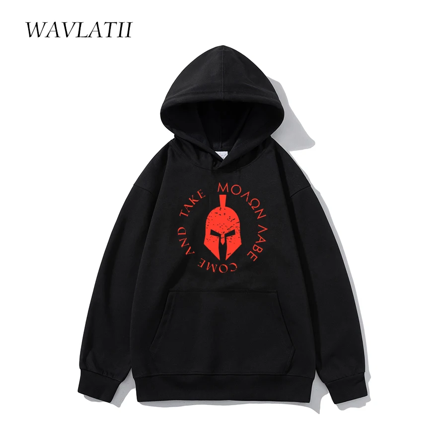

WAVLATII New Men Classical Printed Hoodies Male Black Cool Youngth Hooded Sweatshirts Khaki Oversized Pullovers Tops WMH2352
