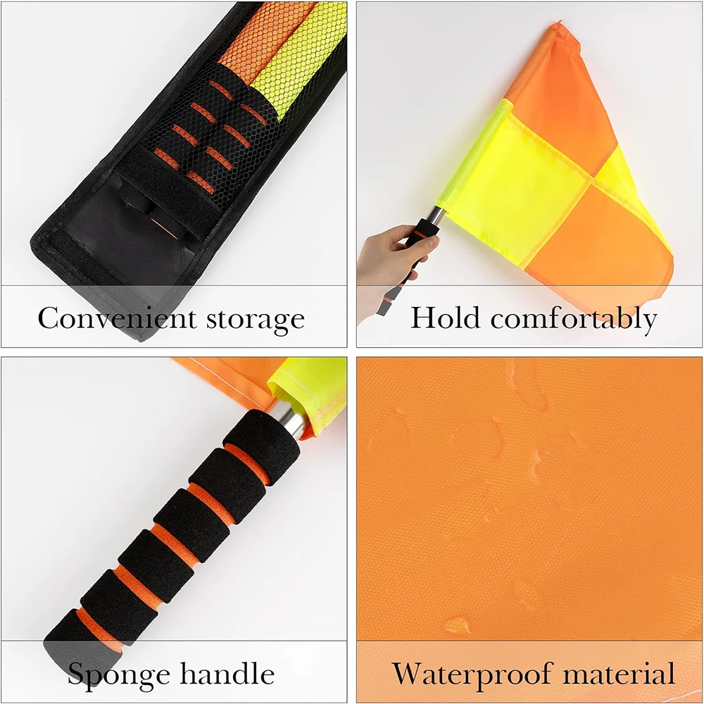 Soccer Referee Flag Set Checkered Linesman Flags Referee Cards Record Book Pencil Whistle for Sports Football soccer referee cards referee whistles referee flags training equipment set