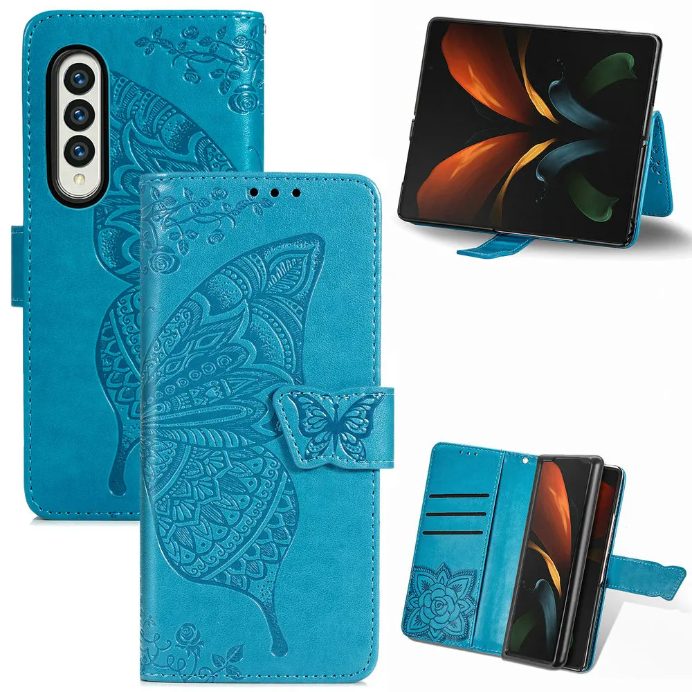 2023 Per Samsung Galaxy Z Fold3 Fold 4 5G Flip Case 3D Emboss Wallet Skin Coque Samsung Z Fold 3 Case Zfold4 Book Shell C