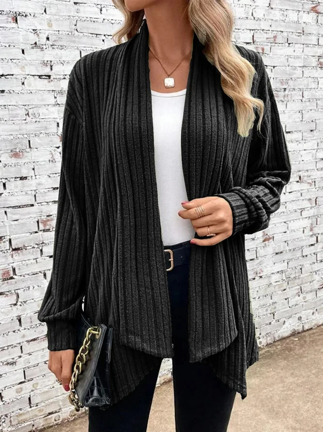 Autumn and Winter New Women's Long Sleeve Solid Loose Cardigan Coat Women 2