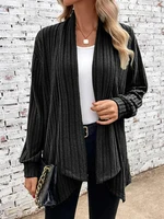 Autumn and Winter New Women's Long Sleeve Solid Loose Cardigan Coat Women 2