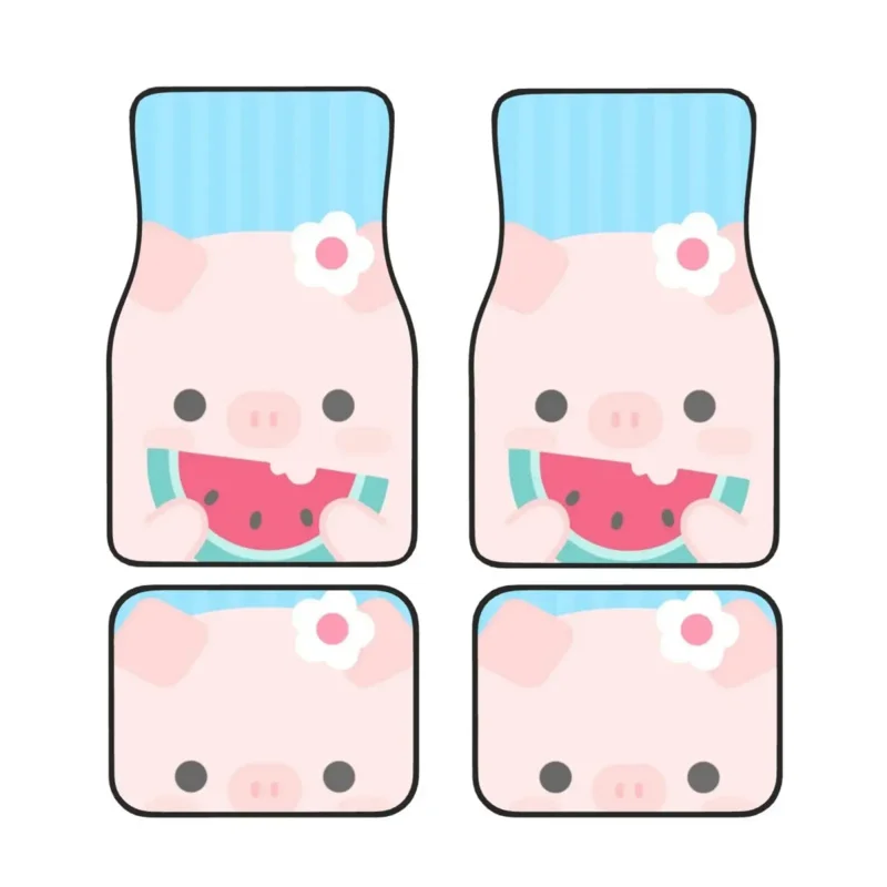 

Cute Pig Printed Car Floor Mats Universal SUV Front Rear Floor Foot Mats 4-Piece Full Set for Universal Cars Sedan Trucks Vans