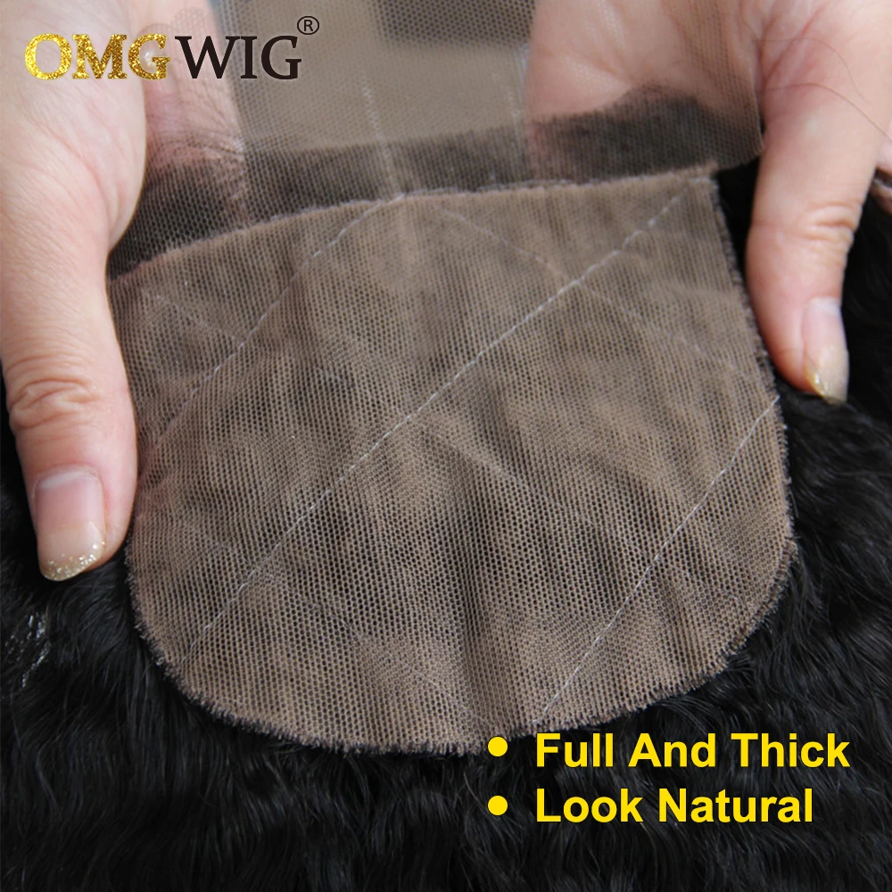 22'' 4x4 Silk Base Closure Kinky Straight Human Hair Lace Frontal Free Part Bleached Knots Transparent Lace Top Human Hair