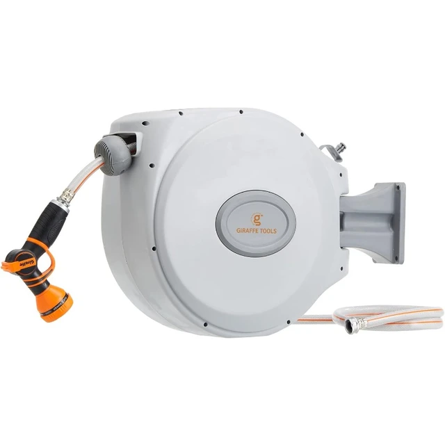 Giraffe Retractable Garden Hose Reel with 5/8 in. x 65 ft Water Hose, Wall Moun