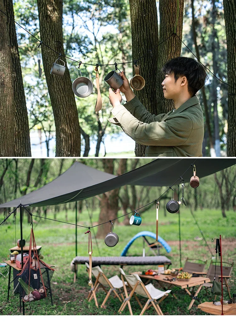 Naturehike Outdoor-Wäscheleine, Camping-Hängeseil, multifunktional, verstellbar, rutschfest, für Vordächer, mit Karabinerhaken – Detail 8
