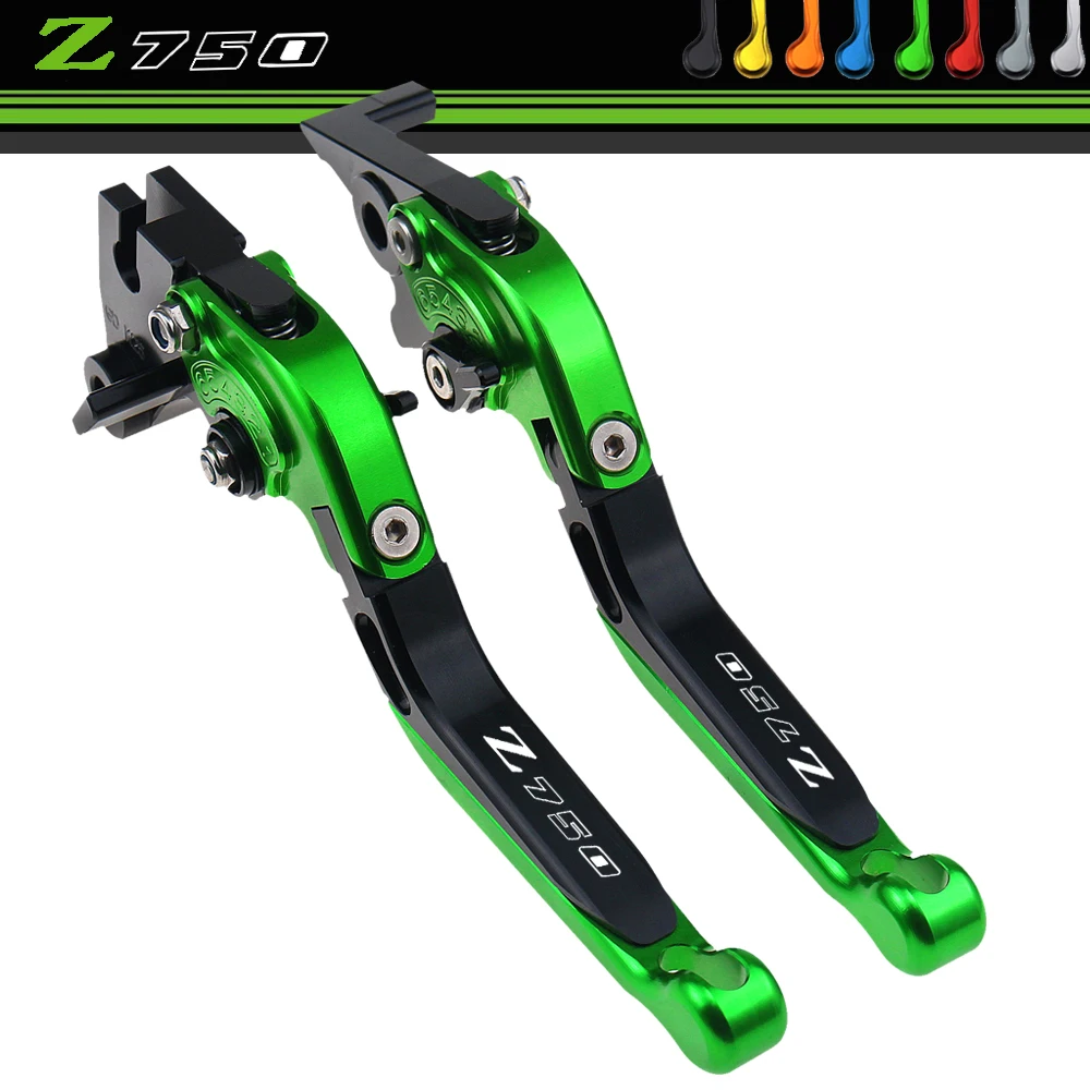 

For KAWASAKI Z750 Z 750 2007-2012 Motorcycle Accessories Folding Extendable Brake Clutch Levers LOGO Z750 Green