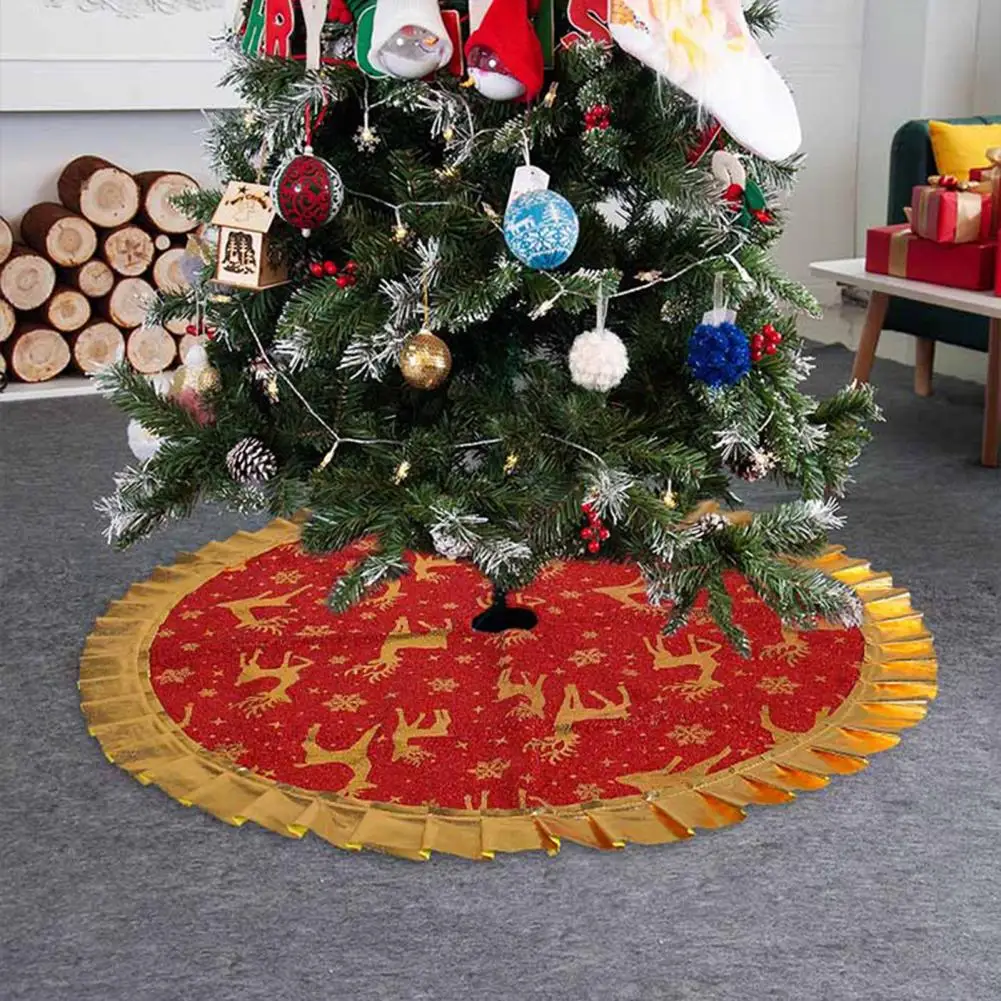 

Festive Home Decor Exquisite Cartoon Snowflake Elk Christmas Tree Skirt Festive Holiday Decoration for Merry Christmas Happy New