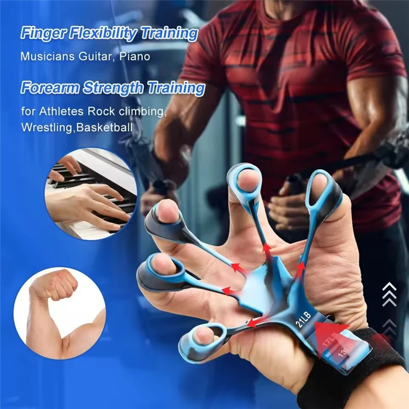 Finger Trainer Five Finger Rehabilitation Device Wrist Therapy Tool Silicone Grip Strength Enhancer Hand Grip Extender