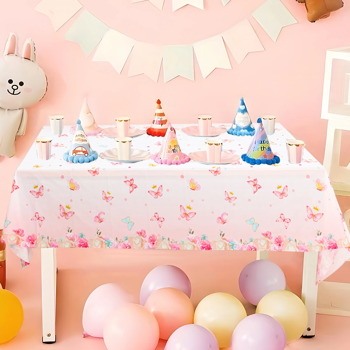 LINHAXM 3-Pack Butterfly Tablecloth – Disposable Plastic Table Covers 108" X 54" For Girls Birthday Party Decorations