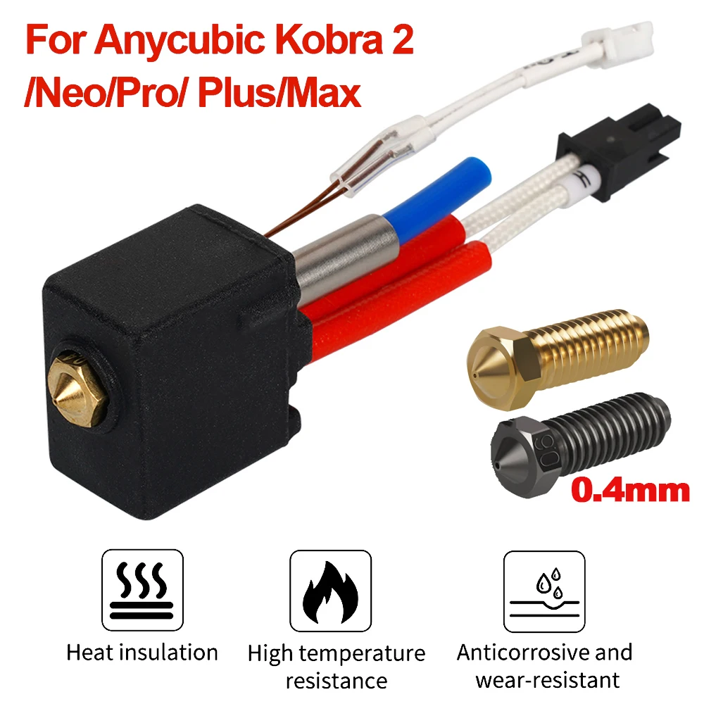 

24V 60W Hotend Kit Thermistor For Anycubic Kobra 2/Kobra 2 Neo/Pro Plus Max 3D Printer 0.4mm Print Head Brass Volcano Nozzle