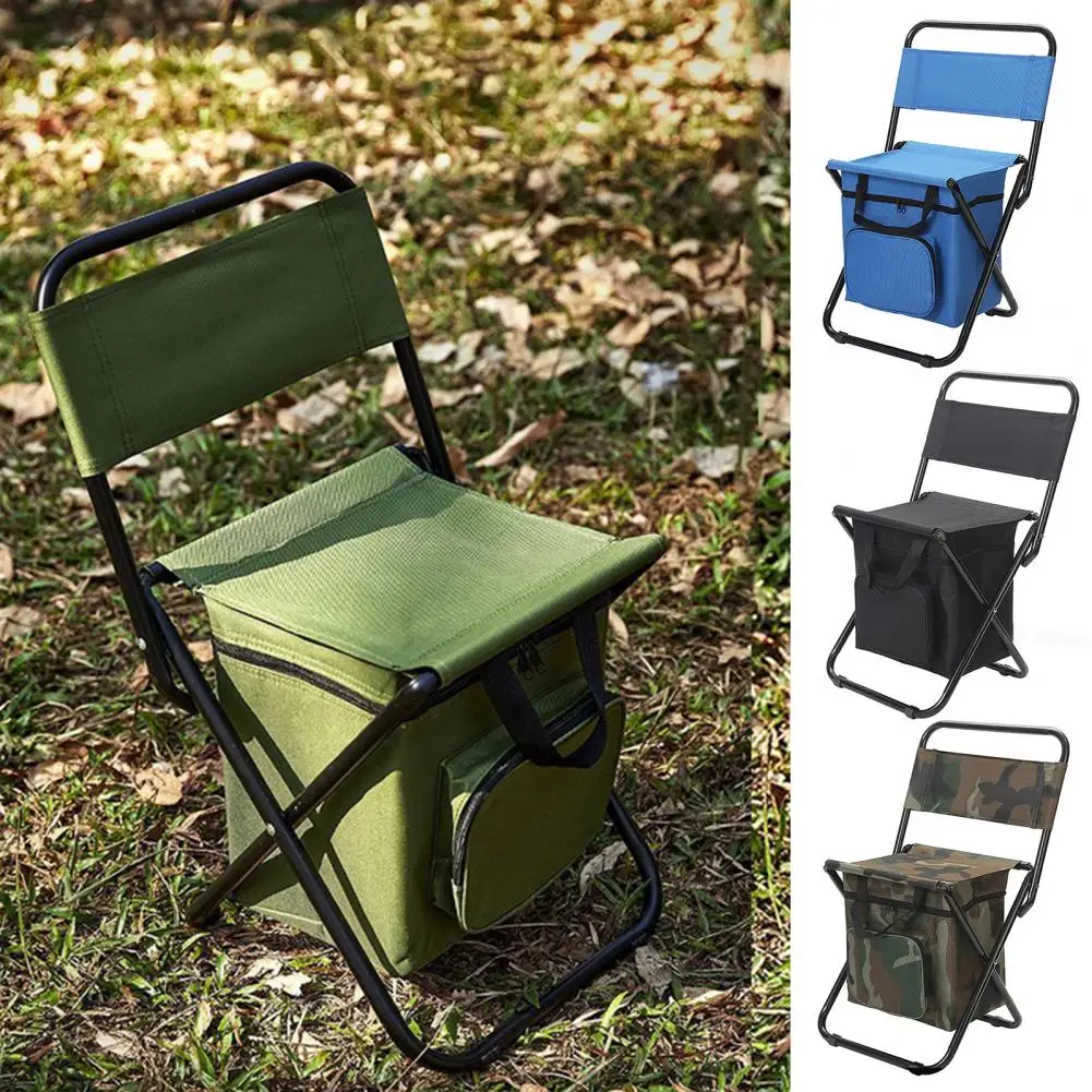 Portable Folding Chair Cooler Bag Waterproof Outdoor Camping Backpacking Beach Picnic Fishing Collapsible Stool Seat