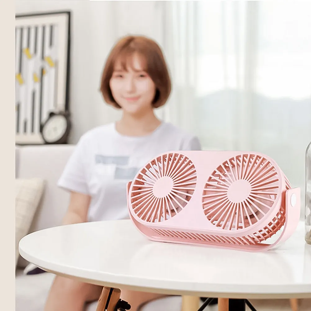 1Pcs 듀얼 헤드 미니 팬 LED 야간 조명 USB 충전식 데스크탑 팬 휴대용 ABS 실리콘 배터리 용량 2000mAh 가정용