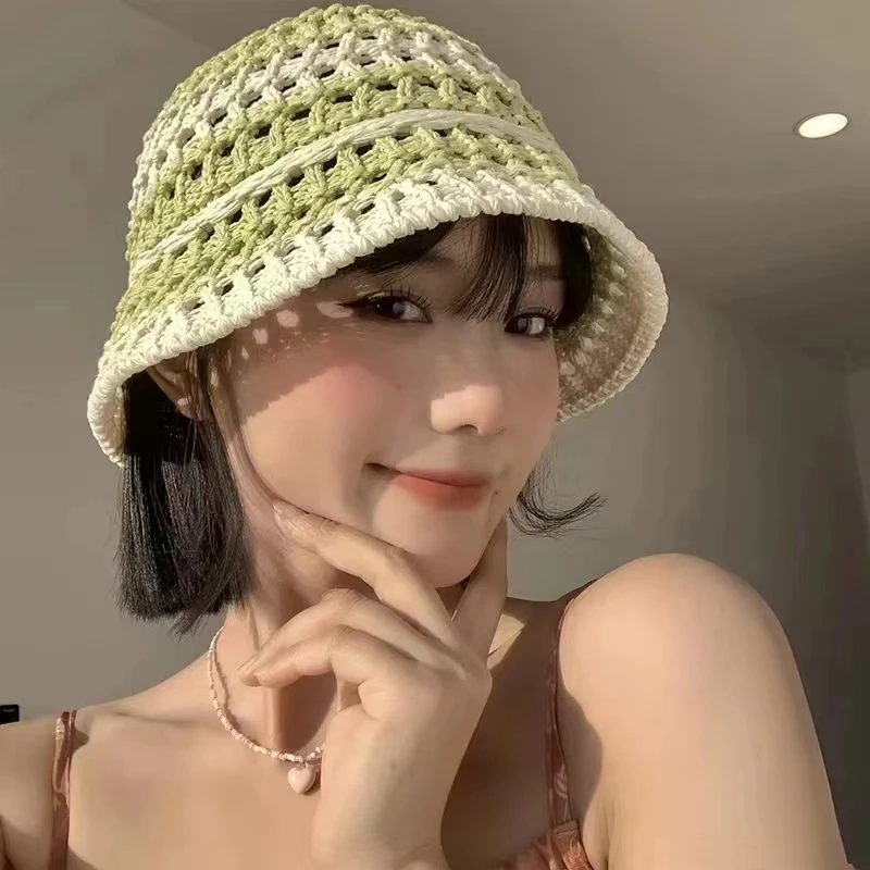 

Hollow Straw Weave Bucket Hats For Women Spring Summer Travel Sunshade Hat Fishermen Cap For Lady Panama Outdoor Basin Cap Gorro