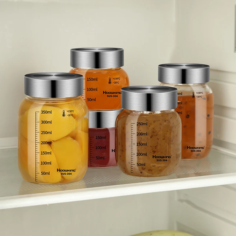 High Borosilicate Glass Airtight Jar Moisture Proof Coffee Tea Candy Jar Kitchen Spice Tank Honey Jam Tank Glass Containers Pot