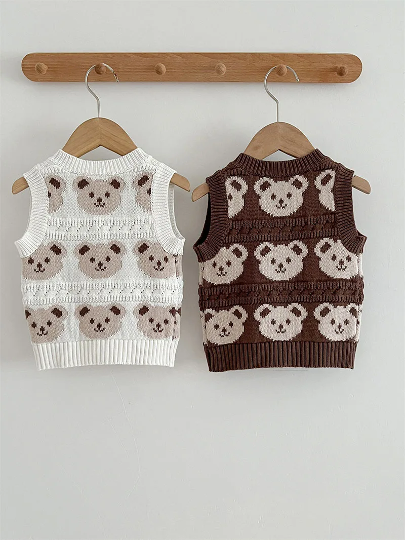Autumn Baby Knitted Vest Cute Bear Toddler Girls Open Top