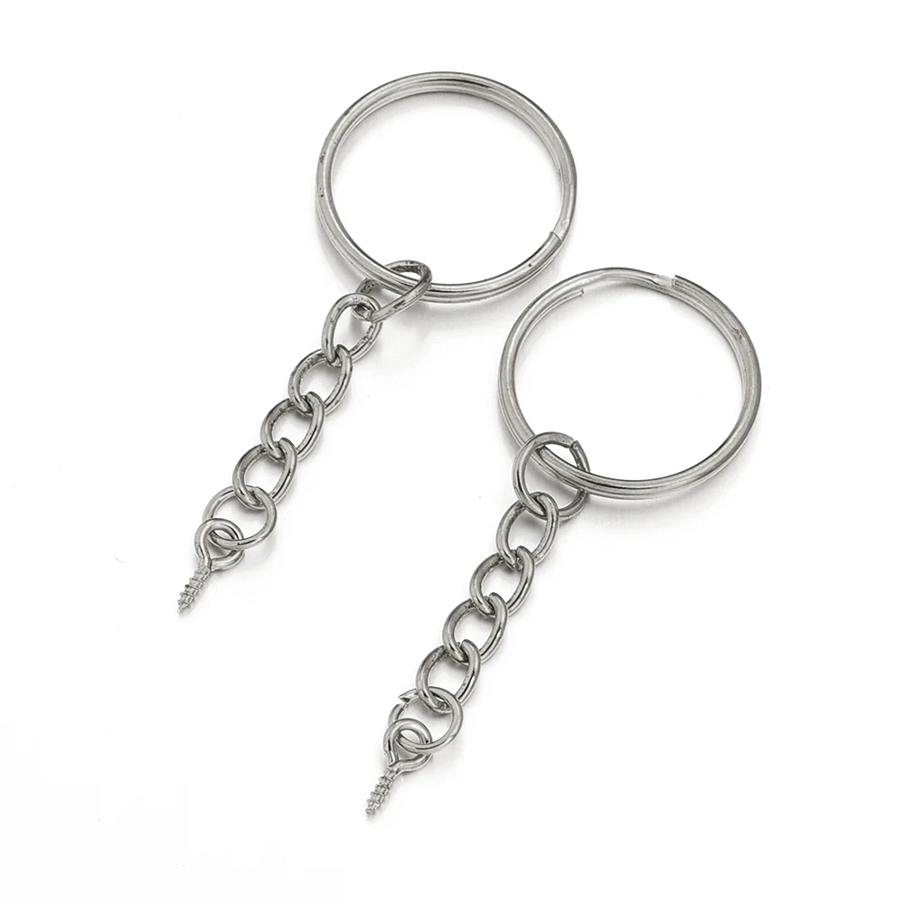 10 יחידות / הרבה טבעות מפתח ברזל מחזיק מפתחות מחולק טבעת מתכת ריקה בצבע זהב רודיום תכשיטים לעשיית תכשיטים