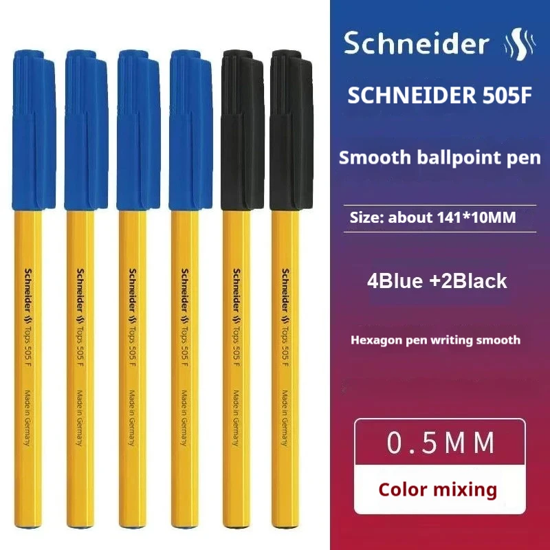 Schneider Imported German Ballpoint Pen - Ultra Smooth Steel Nib in Black, Red, and Blue Ink