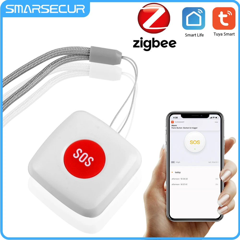 Zigbee Emergency Call Button Smart TUYA SOS Caregiver Pager Phone Alert Transmitter Elderly Patien medical alert button,emergency alarm button