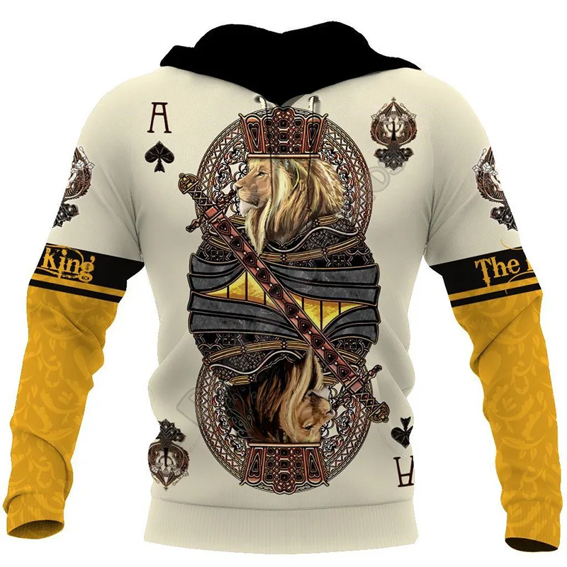 

Men's Fashion Casual Long Sleeve Coat 2023 New Autumn Personalized Lion Print Hoodie