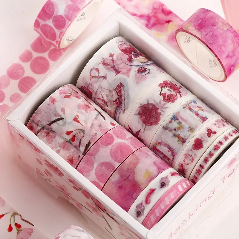 Washi tape 10 Rolls/box 11 Models Washi Tape Cute Illustration Style Decorative Handbook DIY Material Stationery
