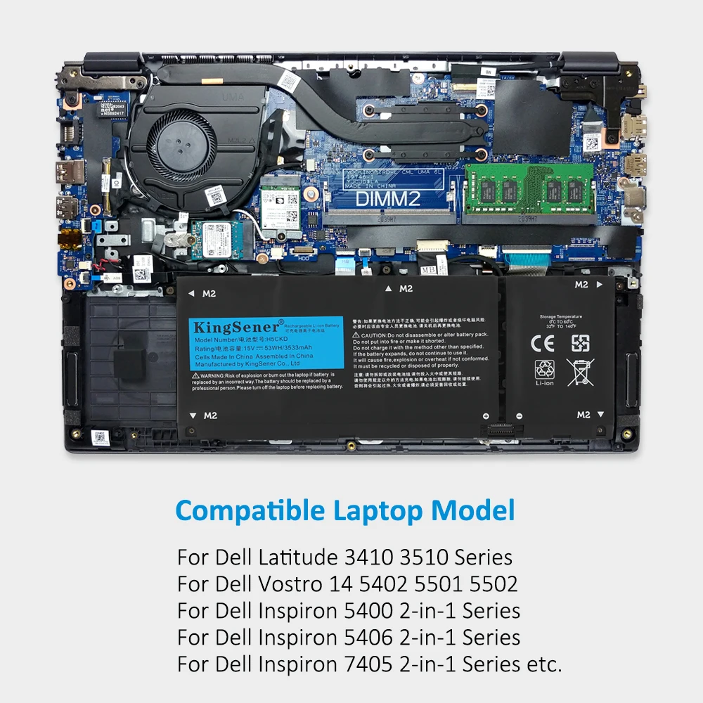 Kingsener-bateria do Portátil 53wh H5ckd em para Dell Inspiron 5408 5508 5509 5400 5406 7405 7500 7506 Dell Latitude 3410 3510 - Imagem 6