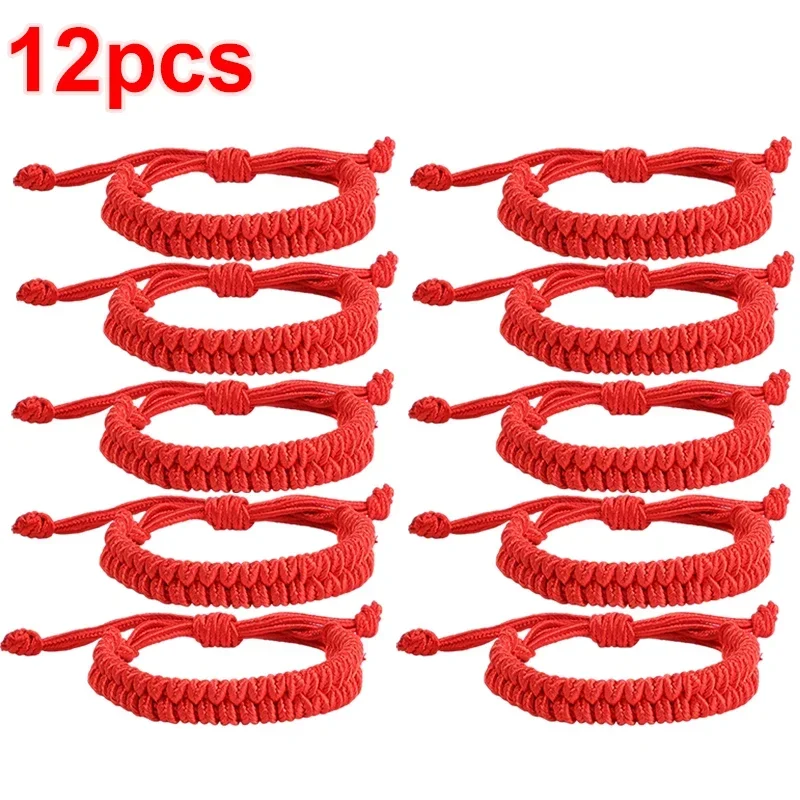Bracciali Buddisti Fatti A Mano Per Le Donne Uomini Ragazzi Ragazze Braccialetto Tibetano Regolabile In Corda Tessuta Per Protezione E Fortuna Rosso E Nero 2 O 6 Pezzi