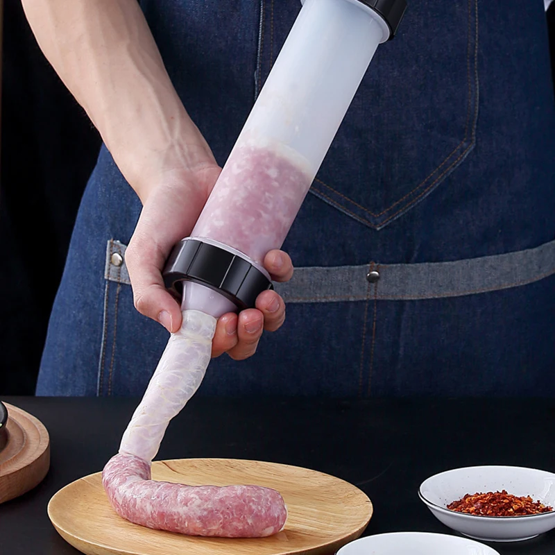 Manual Sausage Filling Machine Set Meat Stuffer Filler 3 Nozzles Make Sausage Machine Homemade Kitchen Cooking Tool