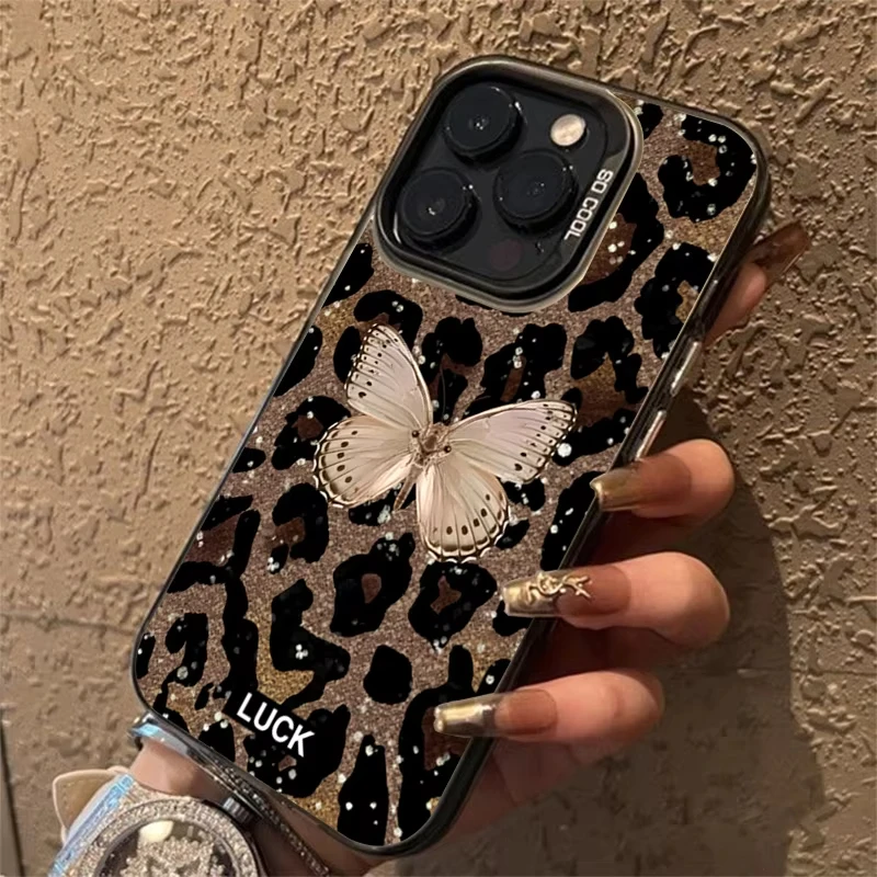 Butterfly Leopard Print Matte Phone Case