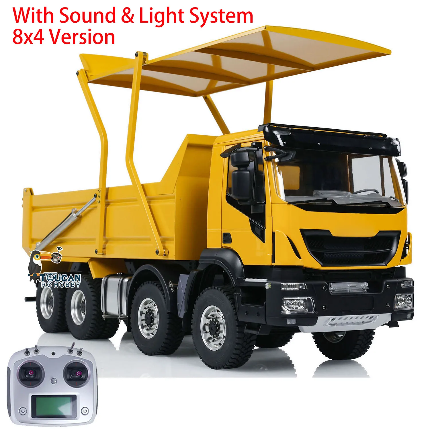 1/14 8x4 Metal Hydraulic Flip-over Cover RC Tipper Truck Radio Control Painted Finished Dump Car Light Sound Vehicle Toys Gift 2