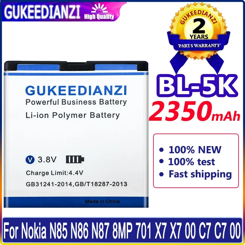 Batteria Gukeedianzi 2350Mah Bl-5K Per Batterie Nokia N85 N86 N87 8Mp 701 X7 C7 C7-00 C7 X7-00 2610S T7