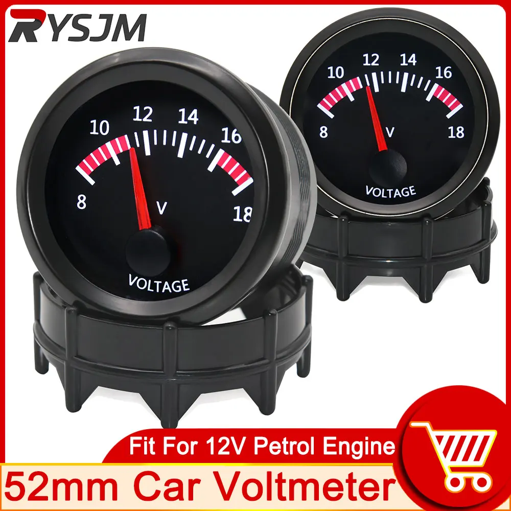 12v Voltmeter For Cars 52mm Voltmeter Display 818v Pointer Volt Gauge