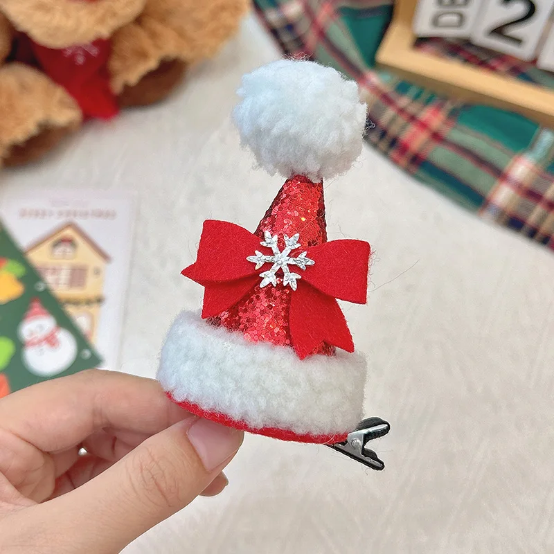 Bow snowflake hat clip