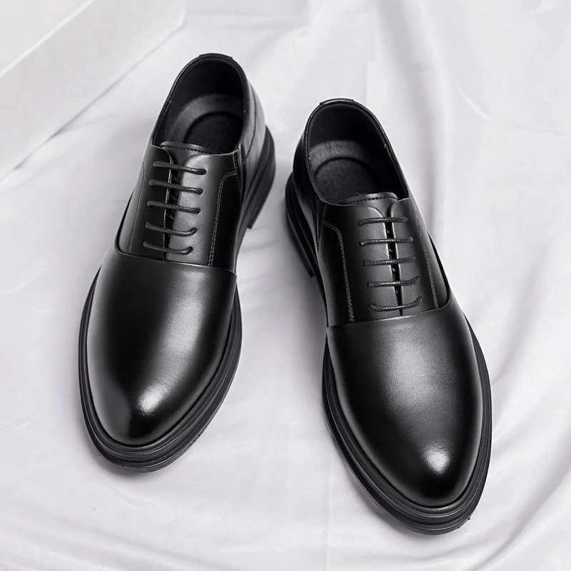 Business Men Oxford Leather Elevator Shoes Lift Sole Man Height Increase Insole 6CM Office Daily Life British