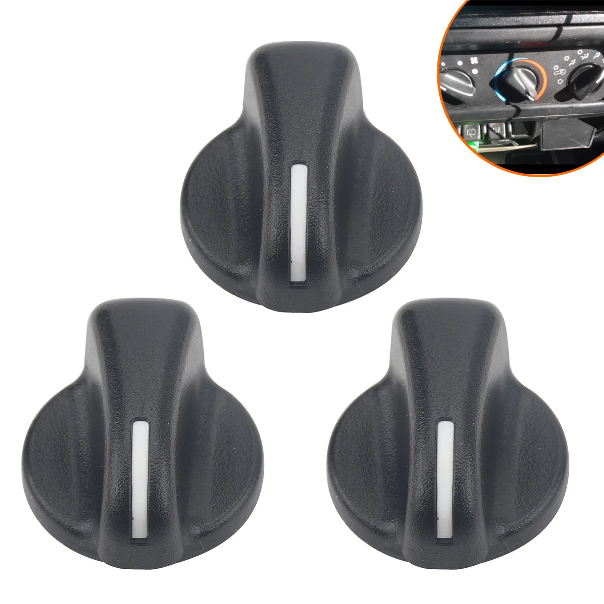 

For 99-05 Jeep Wrangler A/C Heater Knob Control Blower Fan Knob 5011218AC 3Pcs