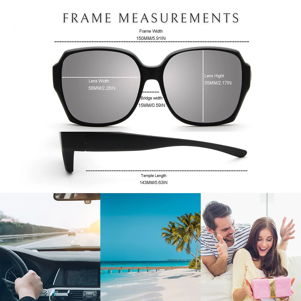 Set of 2 Stylish Square Clip-On Sunglasses with UV400 Protection