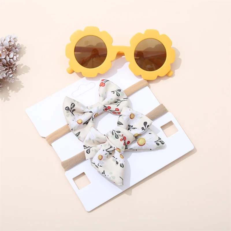 2Pcs Kids Sunglasses Adband Set Daisy Flower Round Toddler Sun