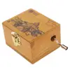 6cm Handcrafted Wooden Music Box Vintage Mechanical Musical Box Crafts Gift, Prints Castle Scenery, Castle in the Sky Tone 1