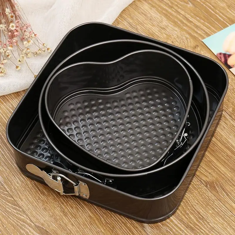 3Pcs Round Square Heart-shaped Cake Baking Tray Detachable Mold For The Bottom Cake Embryo Kitchen Non Stick Cake Baking Tray