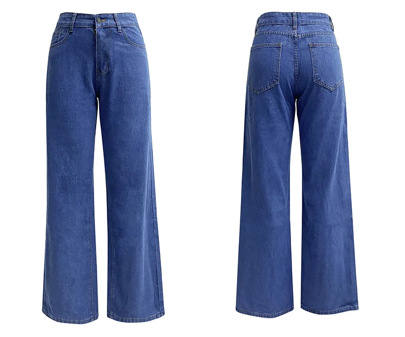 2024 Women's Jeans Baggy Wide-leg Pants High-waisted Wash Denim Fashion Straight Leg Pants Y2k Jeans Pockets Pantalones De Mujer